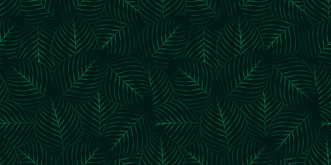 Fototapeta na wymiar Green leaf seamless pattern background design. Vector illustration. Eps10