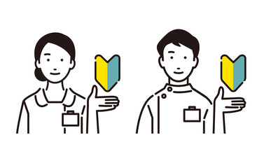 初心者マークを持つ看護師セット