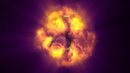 fire flame ball explosion in space, illustration