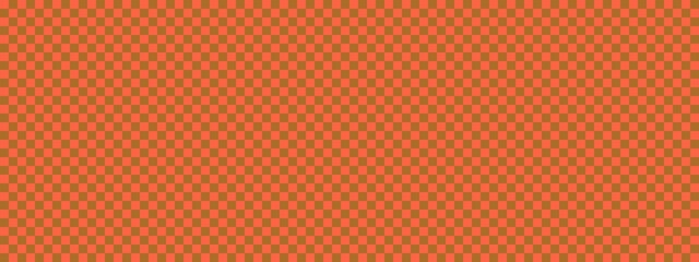 Checkerboard banner. Brown and Tomato colors of checkerboard. Small squares, small cells. Chessboard, checkerboard texture. Squares pattern. Background.