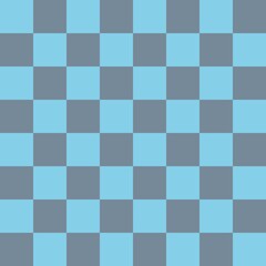 Checkerboard 8 by 8. Light Slate Grey and Sky blue colors of checkerboard. Chessboard, checkerboard texture. Squares pattern. Background.