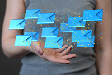 flying email icon and web flying