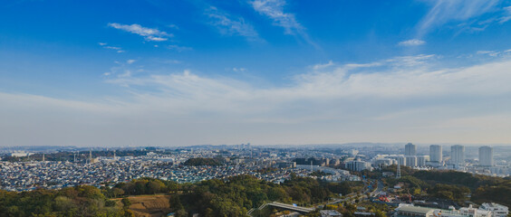 横浜市戸塚上空からの風景