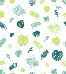 ジャングル風の植物のシームレスパターン