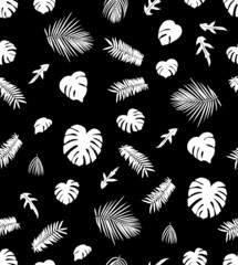 ジャングル風の植物のシームレスパターン
