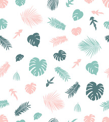 ジャングル風の植物のシームレスパターン