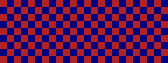 Checkerboard banner. Navy and Firebrick colors of checkerboard. Small squares, small cells. Chessboard, checkerboard texture. Squares pattern. Background.