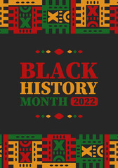 Fototapeta premium Black History Month in February. African American Culture and History. Celebrated annual in United States and Canada. In October in Great Britain. Vector poster, tradition ornament illustration