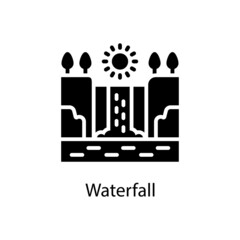 Waterfall vector Solid Icon Design illustration. Activities Symbol on White background EPS 10 File