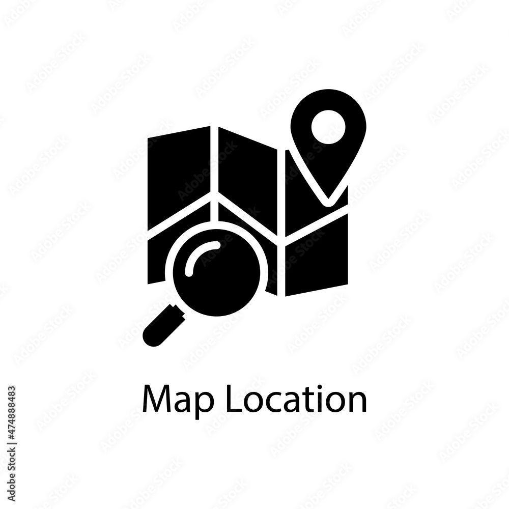 Poster map location vector solid icon design illustration. activities symbol on white background eps 10 fil
