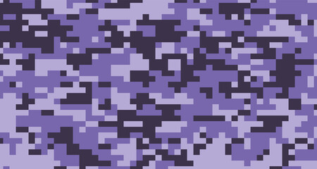 Vector camouflage military texture background soldier purple pixel. EPS 10.