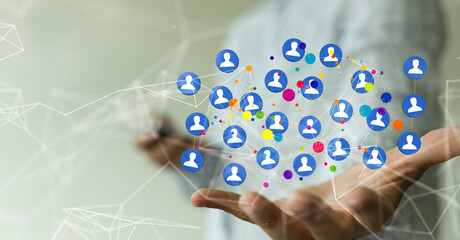 Abstract network of physical devices on the Internet using a network connection with statistics numbers 3d illustration