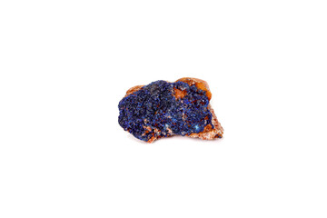 Macro mineral stone Malachite and Azurite against white background