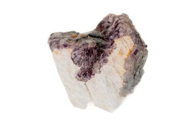 macro mineral fluorite stone on white background