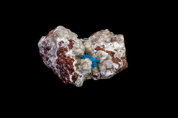 Macro mineral stone Cavansite on a gray background