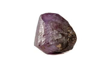 macro mineral stone alexandrite red - violet in daylight on a white