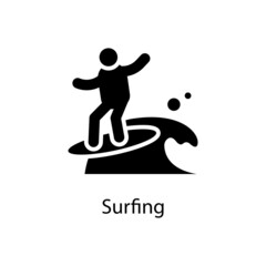 Surfing vector Solid Icon Design illustration. Activities Symbol on White background EPS 10 File