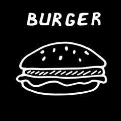 vector illustration of burger in doodle style