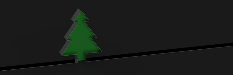 Merry christmas card banner with christmas tree