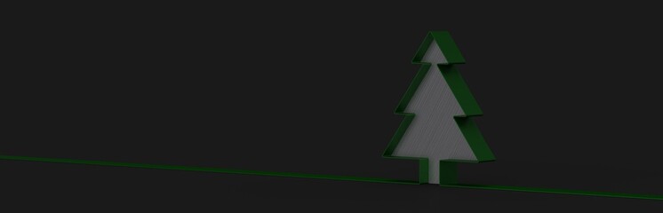 Merry christmas card banner with christmas tree