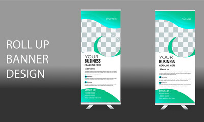 Business Roll Up banner design.Vector illustration, Roll up banner stand template design.