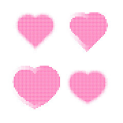Set of heart shape with Halftone technique printing, Vector illustration and design.