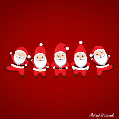 Christmas Greeting Card with Santa Claus. Vector illustration.