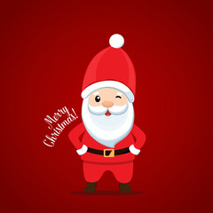 Christmas Greeting Card with Santa Claus. Vector illustration.