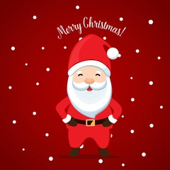 Christmas Greeting Card with Santa Claus. Vector illustration.