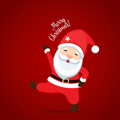 Christmas Greeting Card with Santa Claus. Vector illustration.