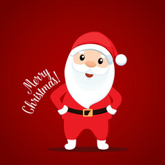 Christmas Greeting Card with Santa Claus. Vector illustration.