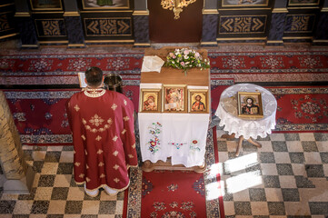 Religious priest during church service. Authentic religion spiritual ceremony