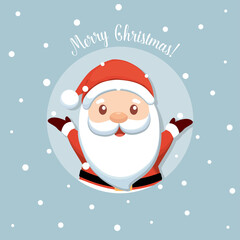 Christmas Greeting Card with Santa Claus. Vector illustration.