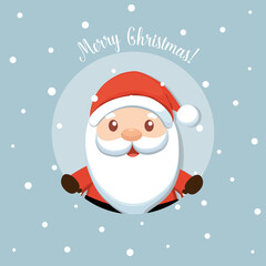 Christmas Greeting Card with Santa Claus. Vector illustration.