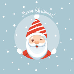 Christmas Greeting Card with Santa Claus. Vector illustration.