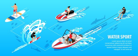 Fototapeta premium Watersport Isometric Infographic Set