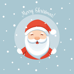 Christmas Greeting Card with Santa Claus. Vector illustration.