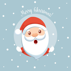 Christmas Greeting Card with Santa Claus. Vector illustration.