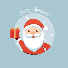 Christmas Greeting Card with Santa Claus. Vector illustration.
