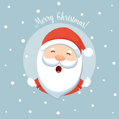 Christmas Greeting Card with Santa Claus. Vector illustration.
