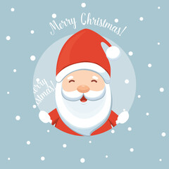 Christmas Greeting Card with Santa Claus. Vector illustration.