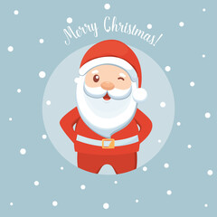 Christmas Greeting Card with Santa Claus. Vector illustration.