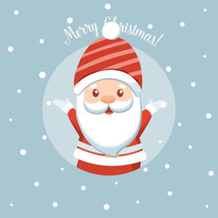 Christmas Greeting Card with Santa Claus. Vector illustration.