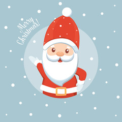 Christmas Greeting Card with Santa Claus. Vector illustration.