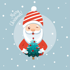 Santa Claus. Christmas Greeting Card. Vector illustration.