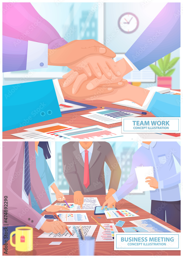 Poster visualize with business analytics. people work with statistical data analysis, changing indicators. 