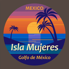 Isla Mujeres, Mexico, abstract stamp or emblem