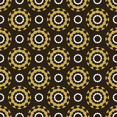 Background pattern with floral ornament on a black background. Fabric texture swatch, seamless wallpaper. Vector illustration