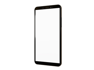 Smartphone isolated on white background with clipping path, mockup mobile white screen for graphic designer, 3D rendering illustration