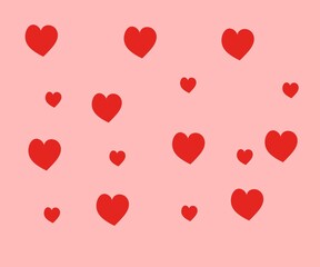 Red heart on pink background or texture